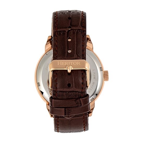 Heritor Automatic Mens Automatic Brown Leather Strap Watch Herhr8304