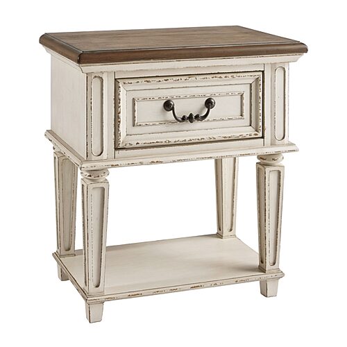 Signature Design by Ashley Realyn 24" 1 Drawer Nightstand in Chipped White, One Size, White