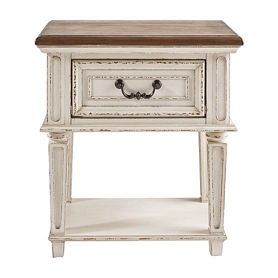 Signature Design by Ashley Realyn 24" 1 Drawer Nightstand in Chipped White