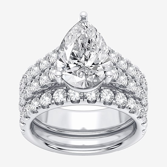 (H-I / SI1-SI2) Signature By Modern Bride Womens 5 CT. T.W. Lab Grown White Diamond in 14K Gold Pear Bridal Set