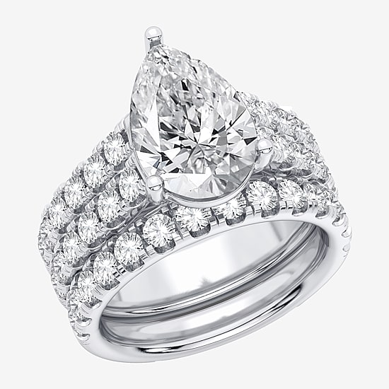 (H-I / SI1-SI2) Signature By Modern Bride Womens 5 CT. T.W. Lab Grown White Diamond in 14K Gold Pear Bridal Set