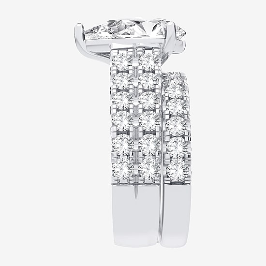 (H-I / SI1-SI2) Signature By Modern Bride Womens 5 CT. T.W. Lab Grown White Diamond in 14K Gold Pear Bridal Set