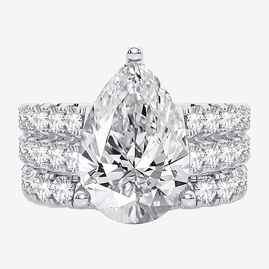 (H-I / SI1-SI2) Signature By Modern Bride Womens 5 CT. T.W. Lab Grown White Diamond in 14K Gold Pear Bridal Set
