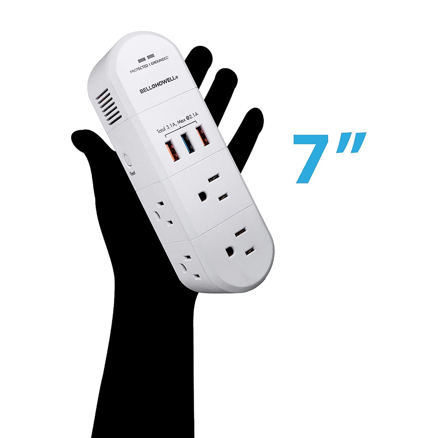 Bell + Howell Swivel Power Rapid Charging Station with 180 Degree Swiveling Design - 6 Outlets and 3 USB Ports