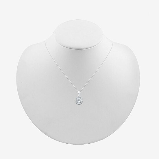 Teardrop Womens 1/2 CT. T.W. Natural White Diamond 10K Gold Pear 18 Inch Pendant Necklace
