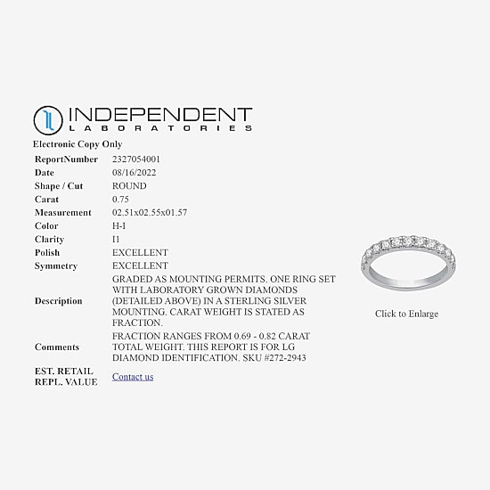 I Said Yes (H-I / I1) 3/4 CT. T.W. Lab Grown White Diamond Sterling Silver or 14K Gold Over Silver Wedding Band