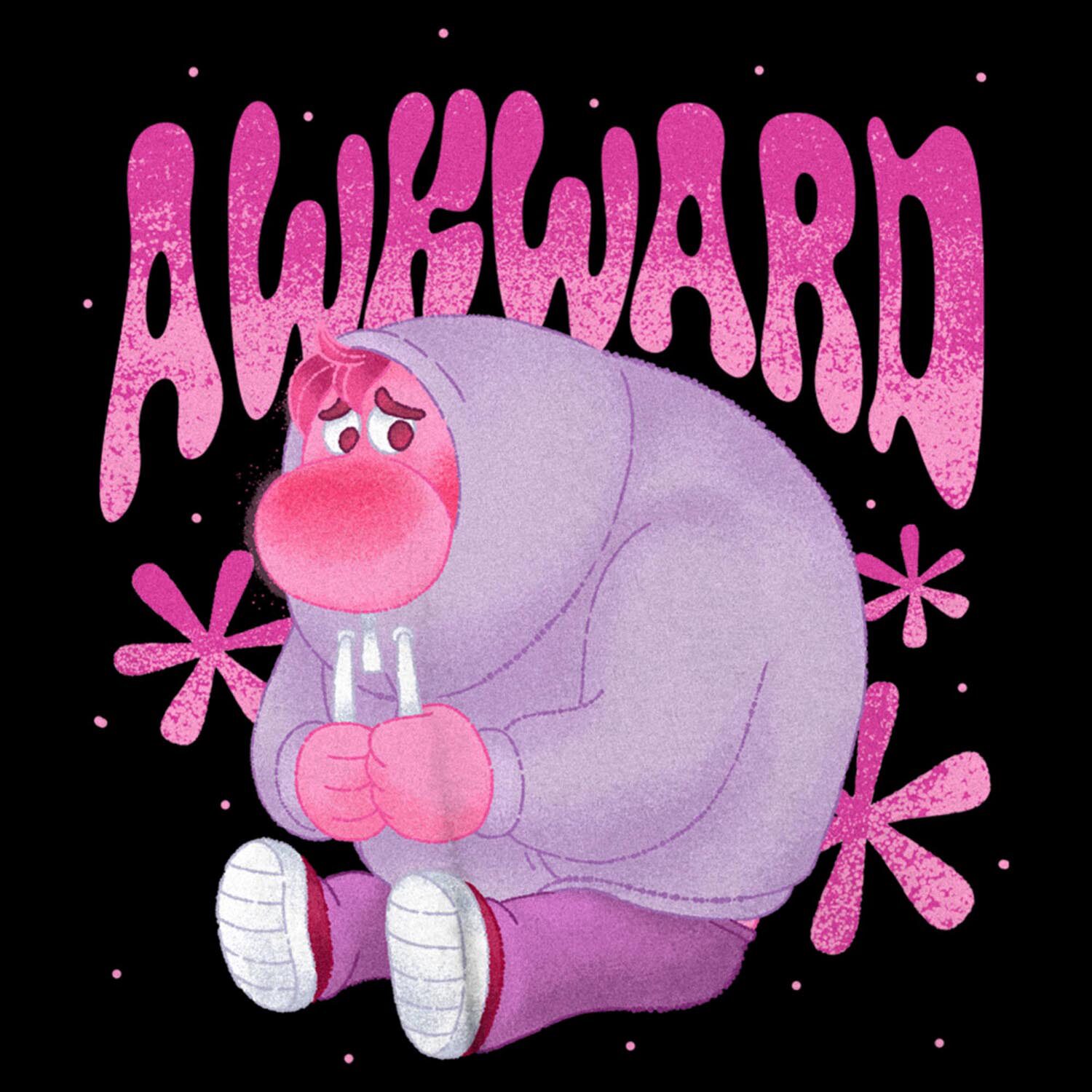 Always Awkward Womens Juniors Crew Neck Short Sleeve Oversized Inside Out Graphic T-Shirt