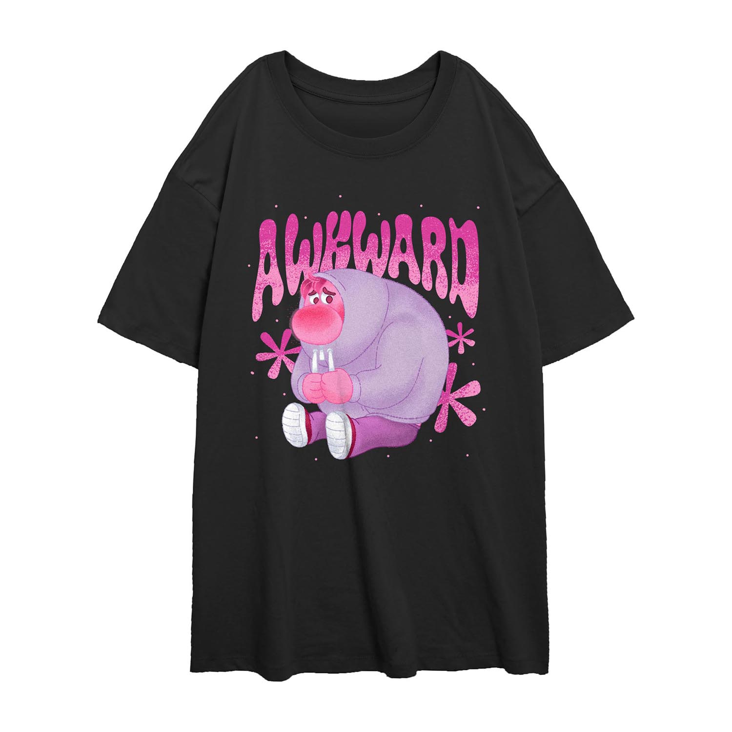 Always Awkward Womens Juniors Crew Neck Short Sleeve Oversized Inside Out Graphic T-Shirt
