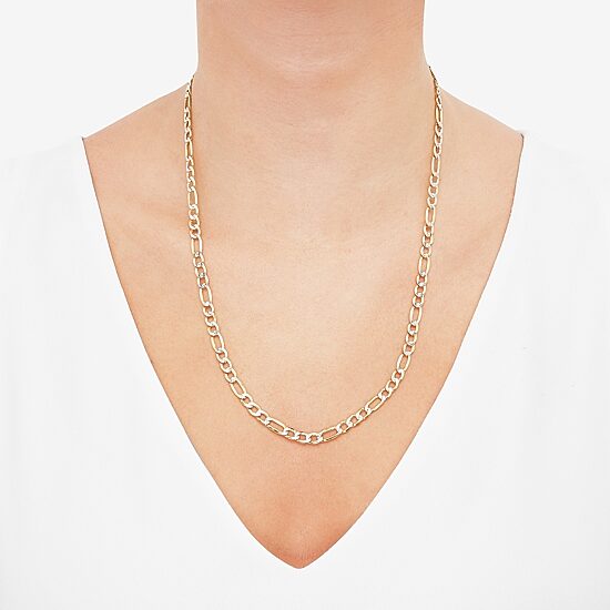 14K Gold 20 - 24 Inch Hollow Figaro Chain Necklace