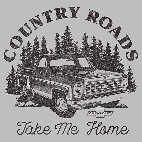 Mens Short Sleeve Country Roads Graphic T-Shirt