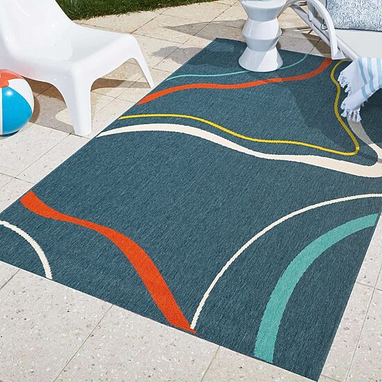 LR Home Swirl 24"X36" Indoor Outdoor Rectangular Accent Rug
