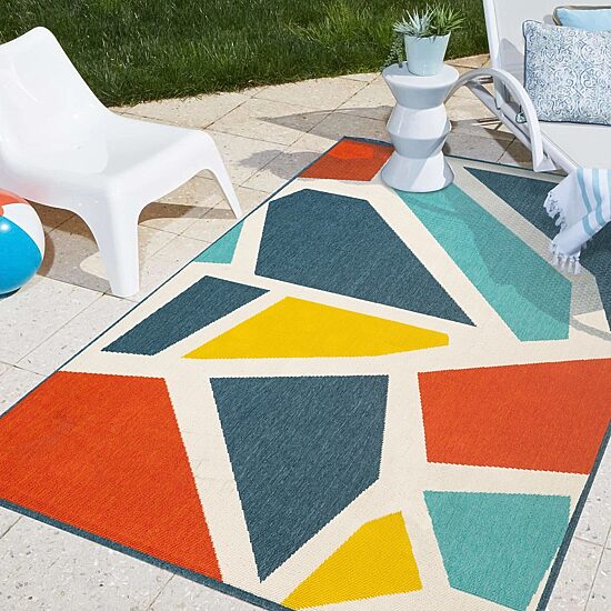LR Home Modern Geometric 24"X36" Indoor Outdoor Rectangular Accent Rug