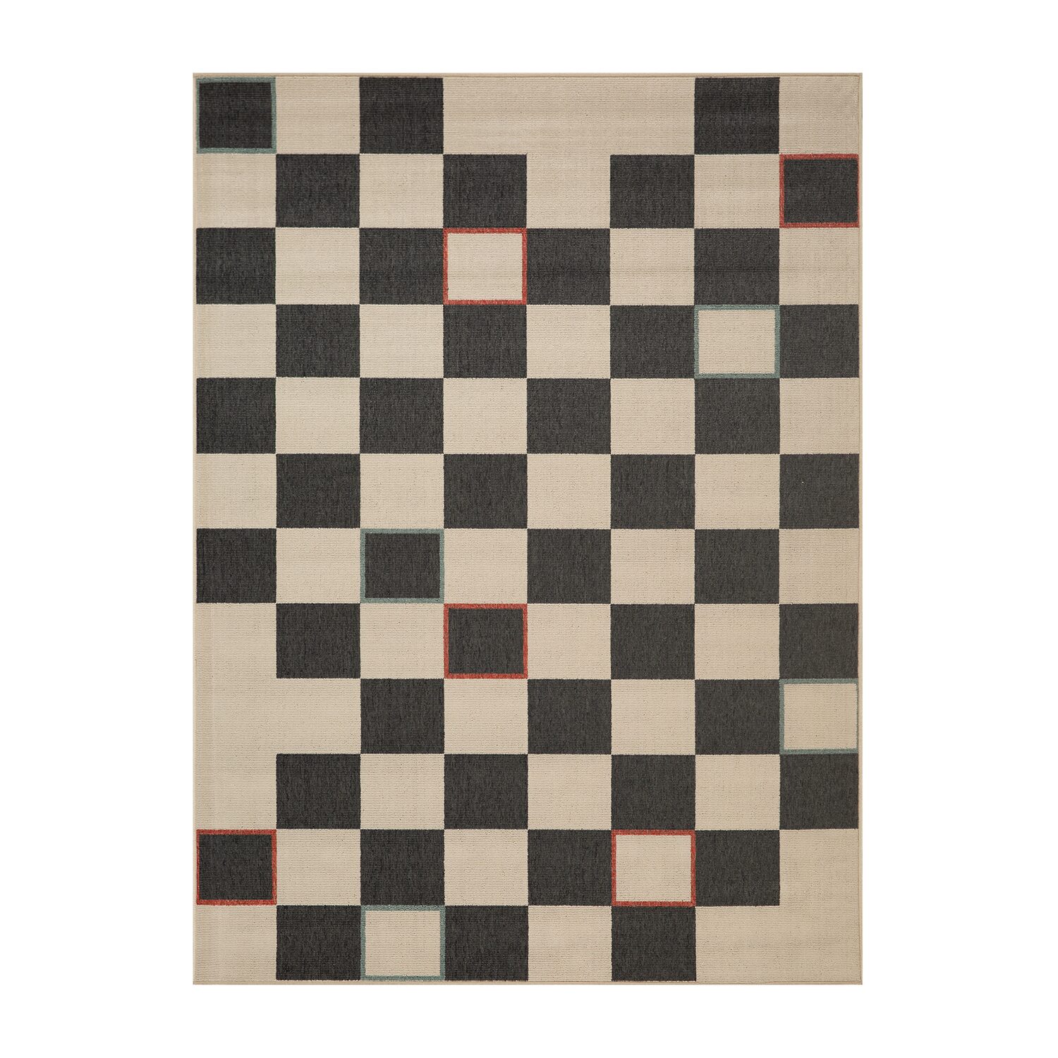 LR Home Checkered Indoor Outdoor Rectangular Area Rug