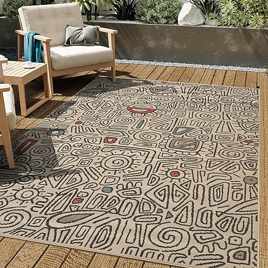 LR Home Abstract Tribal Indoor Outdoor Rectangular Area Rug