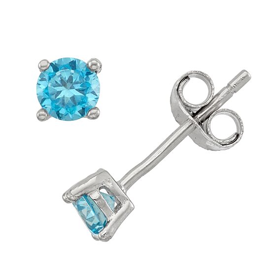 Lab Created Blue Cubic Zirconia Sterling Silver 4mm Stud Earrings