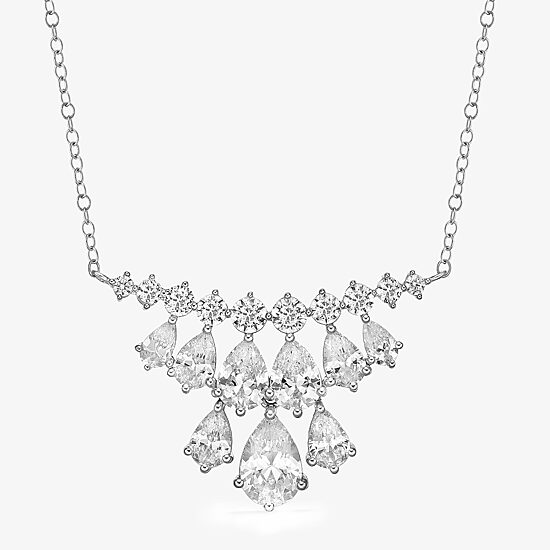 DiamonArt® Womens White Cubic Zirconia Sterling Silver Pendant Necklace