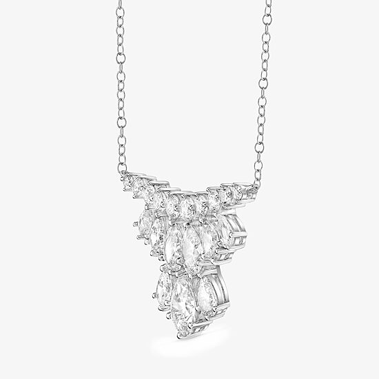 DiamonArt® Womens White Cubic Zirconia Sterling Silver Pendant Necklace