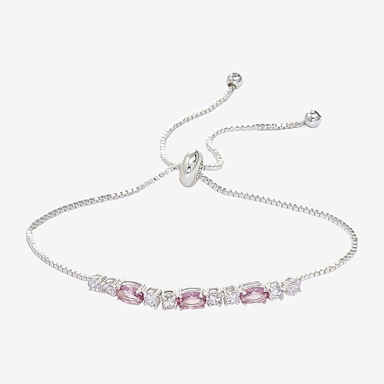 Sparkle Allure Birthstone Womens Red Cubic Zirconia Bolo Bracelet