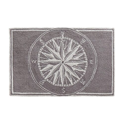 Liora Manne Frontporch Single Compass Hand Tufted Washable Rectangular Accent Rug, One Size, Gray
