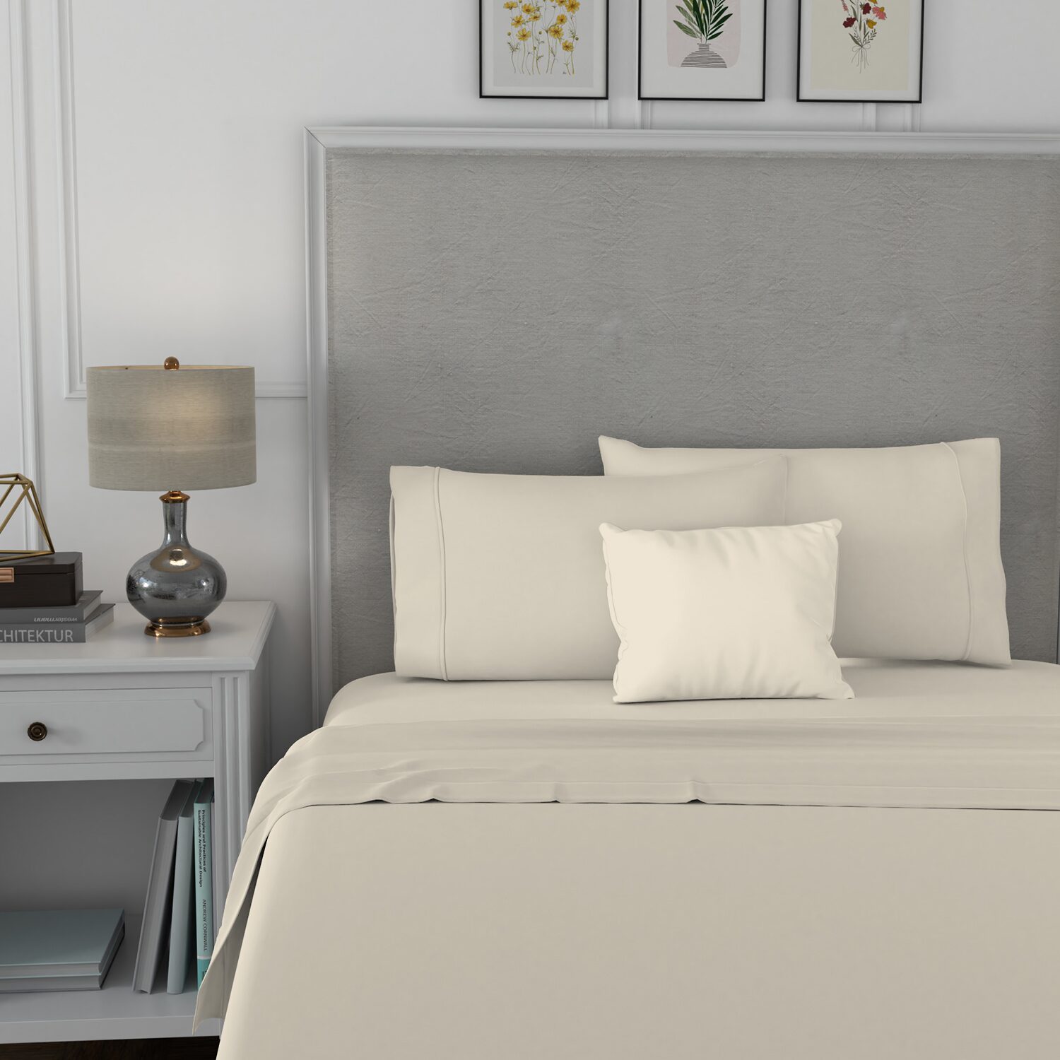 Aireolux 100% Cotton 600 Thread Count Ultra-Soft & Silky Wrinkle-Resistant Sheets Pillowcases