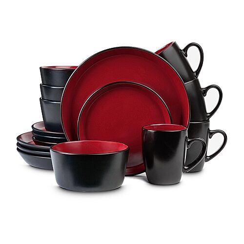 Stone Lain Albie 16 Piece Stoneware Dinnerware Set In Red