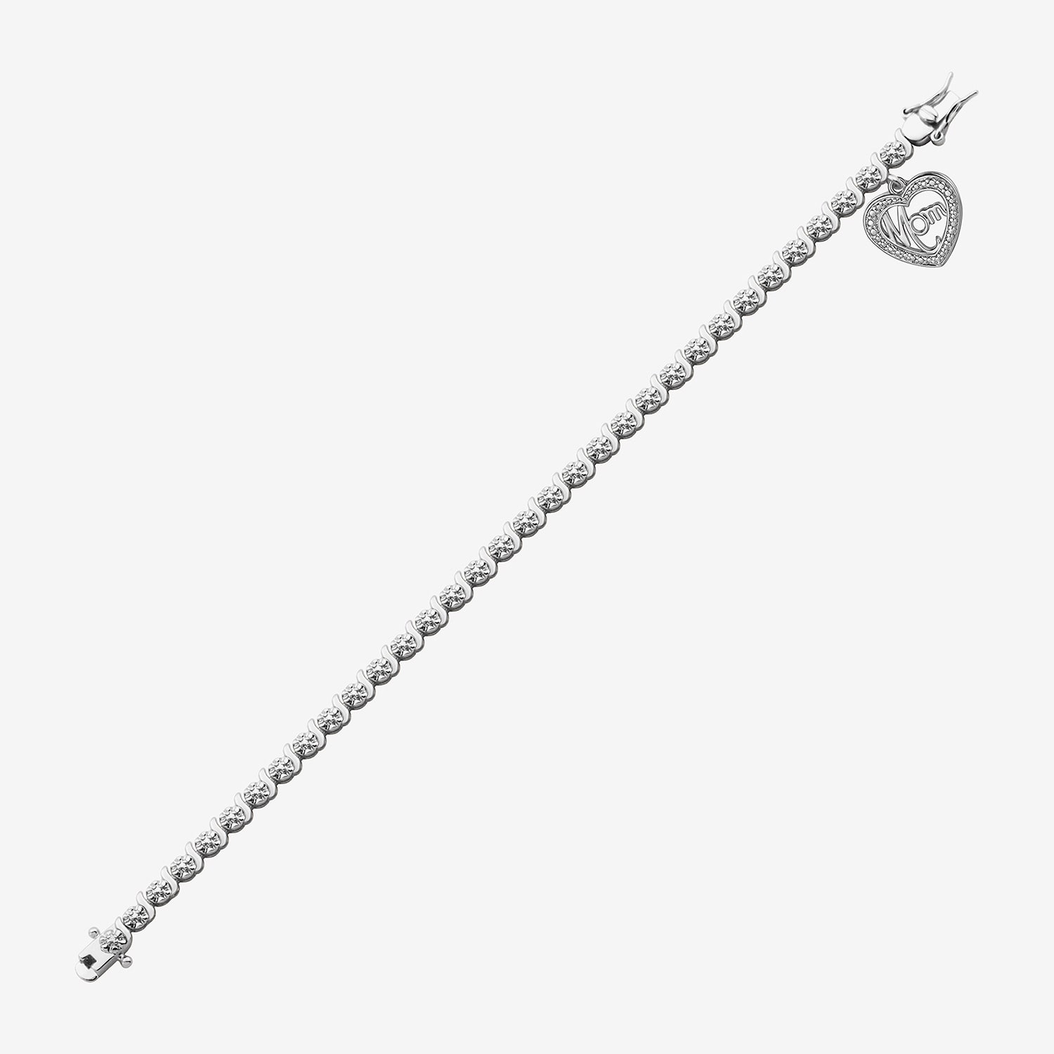 Sparkle Allure Mom Womens Natural Diamond Accent Heart 7.25 Inch Tennis Bracelet