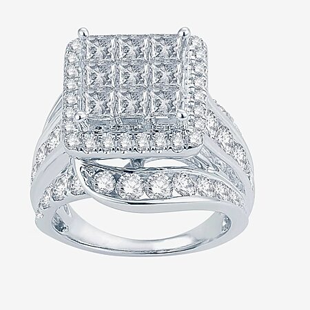 5 CT.T.W. Natural Diamond 14K White Gold Engagement Ring, Color