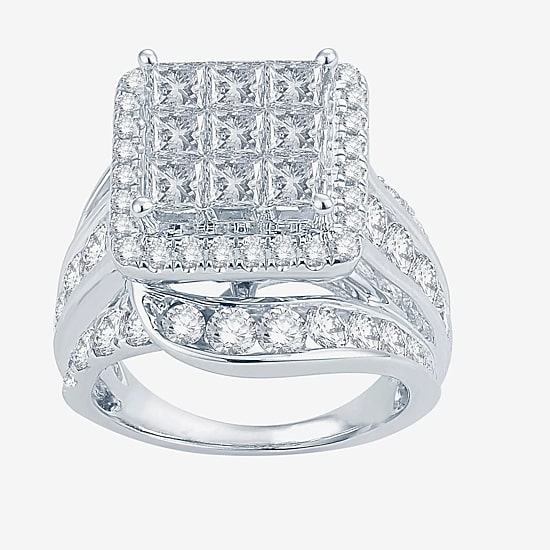 5 CT.T.W. Natural Diamond 14K White Gold Engagement Ring