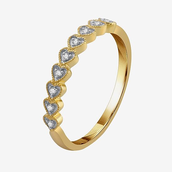 Womens Diamond Accent Natural White Diamond 10K Gold Heart Wedding Band