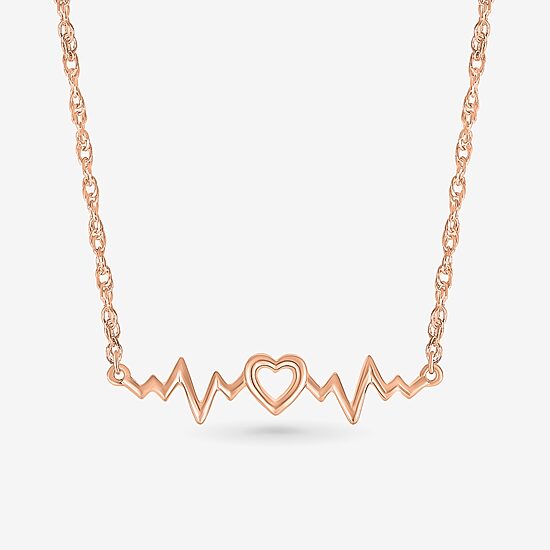 Womens 10K Gold Heart 18 Inch Pendant Necklace