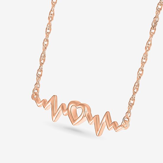 Womens 10K Gold Heart 18 Inch Pendant Necklace