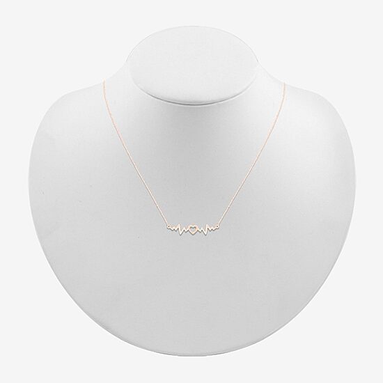 Womens 10K Gold Heart 18 Inch Pendant Necklace