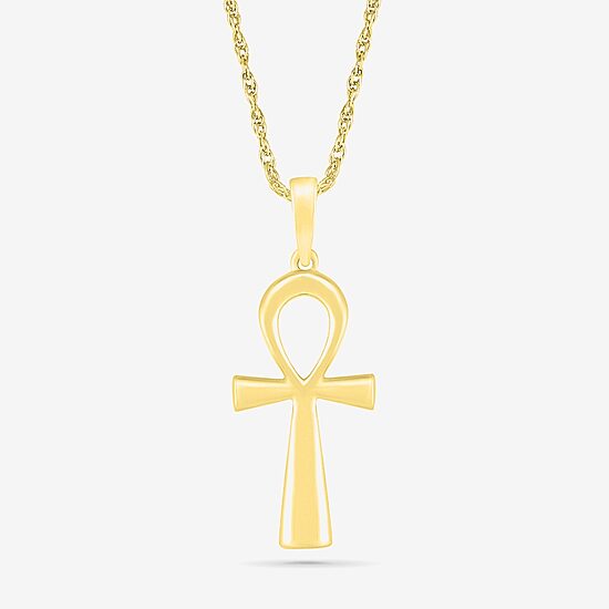 Womens 10K Gold Cross 18 Inch Pendant Necklace