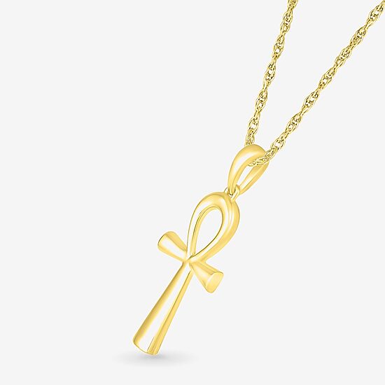 Womens 10K Gold Cross 18 Inch Pendant Necklace