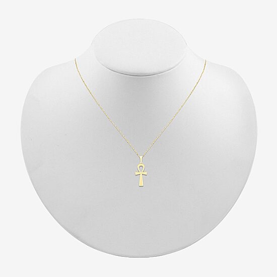 Womens 10K Gold Cross 18 Inch Pendant Necklace