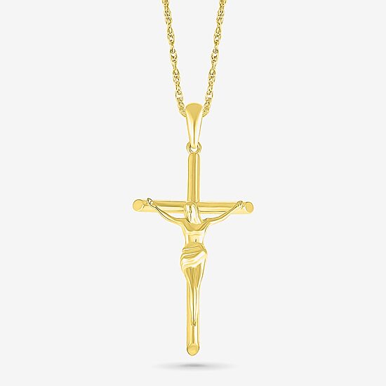 Womens 10K Gold Cross 18 Inch Pendant Necklace