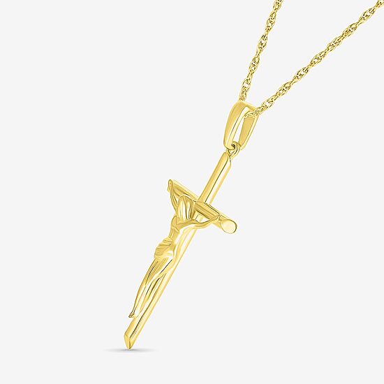 Womens 10K Gold Cross 18 Inch Pendant Necklace