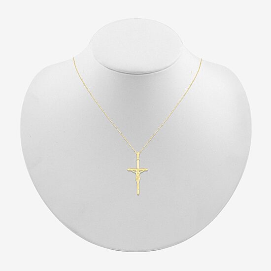 Womens 10K Gold Cross 18 Inch Pendant Necklace