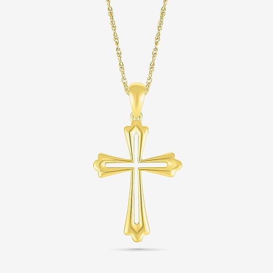 Womens 10K Gold Cross 18 Inch Pendant Necklace