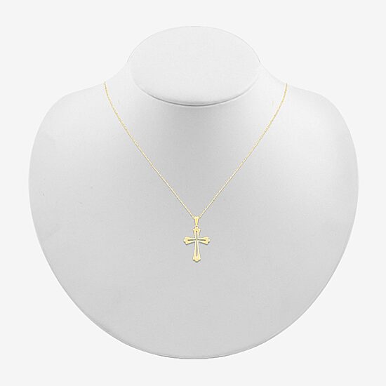 Womens 10K Gold Cross 18 Inch Pendant Necklace