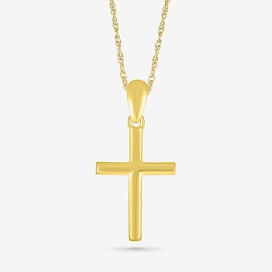 Womens 10K Gold Cross 18 Inch Pendant Necklace
