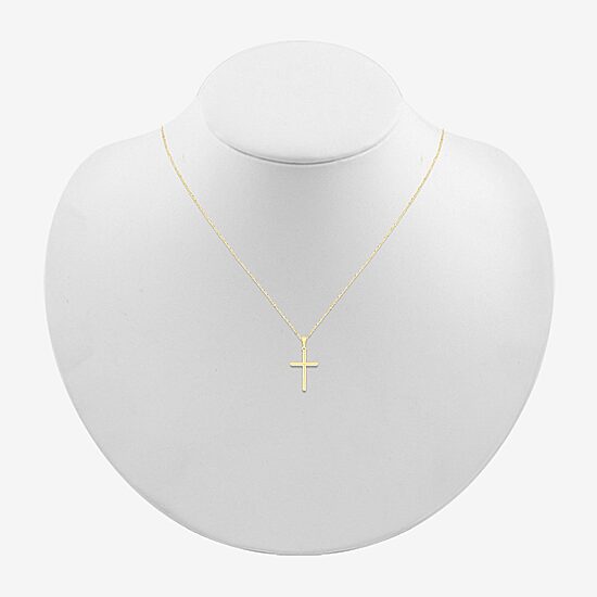 Womens 10K Gold Cross 18 Inch Pendant Necklace