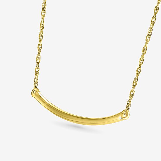 Womens 10K Gold Curved 18 Inch Pendant Necklace