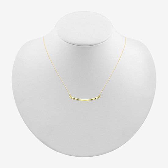 Womens 10K Gold Curved 18 Inch Pendant Necklace