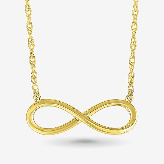 Womens 10K Gold Infinity 18 Inch Pendant Necklace