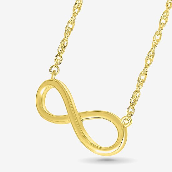 Womens 10K Gold Infinity 18 Inch Pendant Necklace
