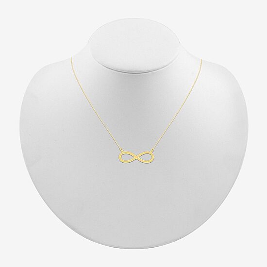 Womens 10K Gold Infinity 18 Inch Pendant Necklace