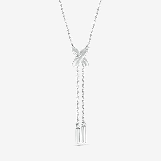 Lariat Style Womens 10K White Gold Y Necklace