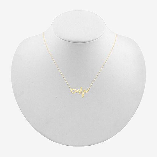Womens 10K Gold Heart 18 Inch Pendant Necklace