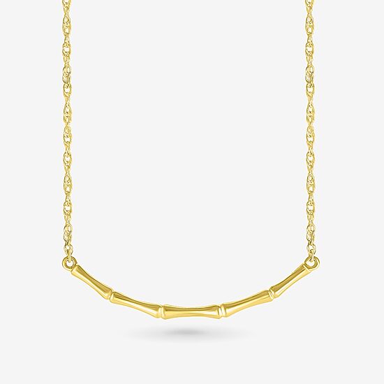 Womens 10K Gold Curved 18 Inch Pendant Necklace